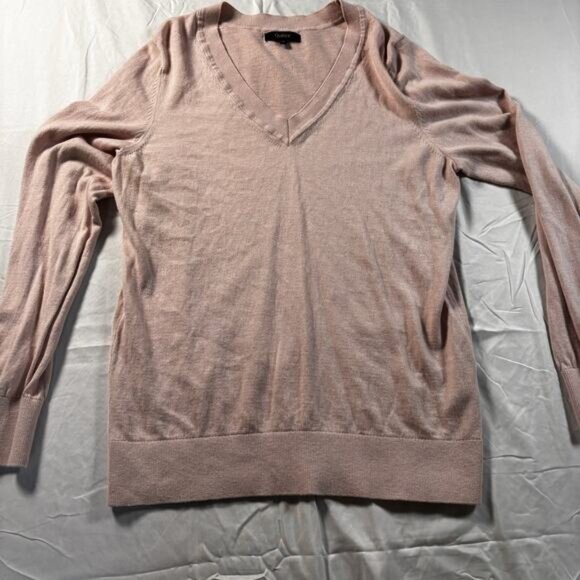 Quince Women’s Lightweight Heather Purple Cotton Cashmere V-Neck Sweater sz M - Picture 1 of 5
